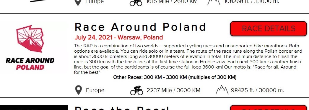 Race Around Poland a qualifying race for Race Across America!